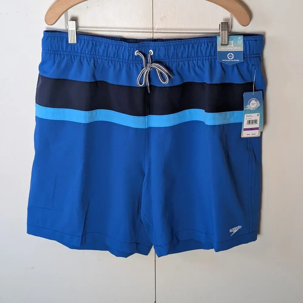 Speedo Blue Striped Swim Shorts XXL